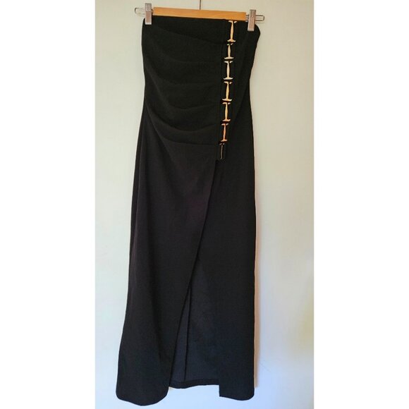 MESHKI Mercer Bandeau Midi Dress XS Black Strappless Bodycon Sexy Holiday Party - Picture 5 of 11